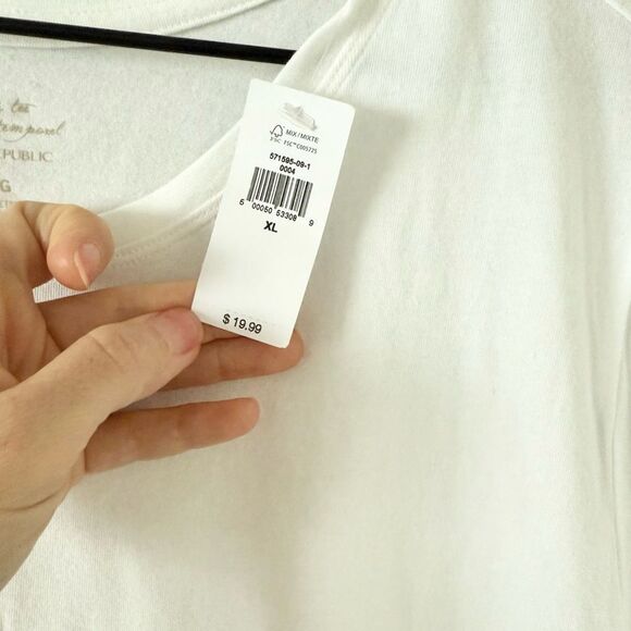 NWT Banana Republic Timeless Tee Cotton Blend Short Sleeve in White - Size XL - Picture 5 of 7